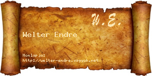 Welter Endre névjegykártya